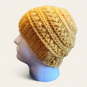 Handmade Crochet Yellow Beanie